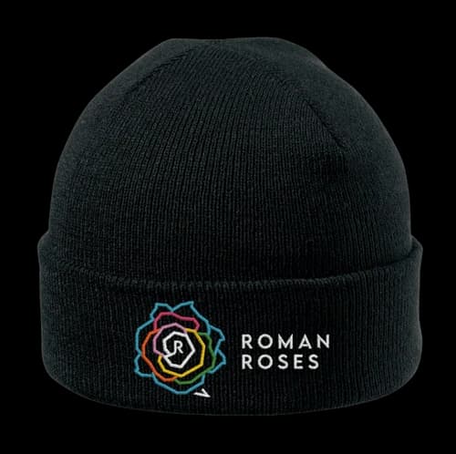 Bonnet à revers rond ROMAN ROSES - Noir